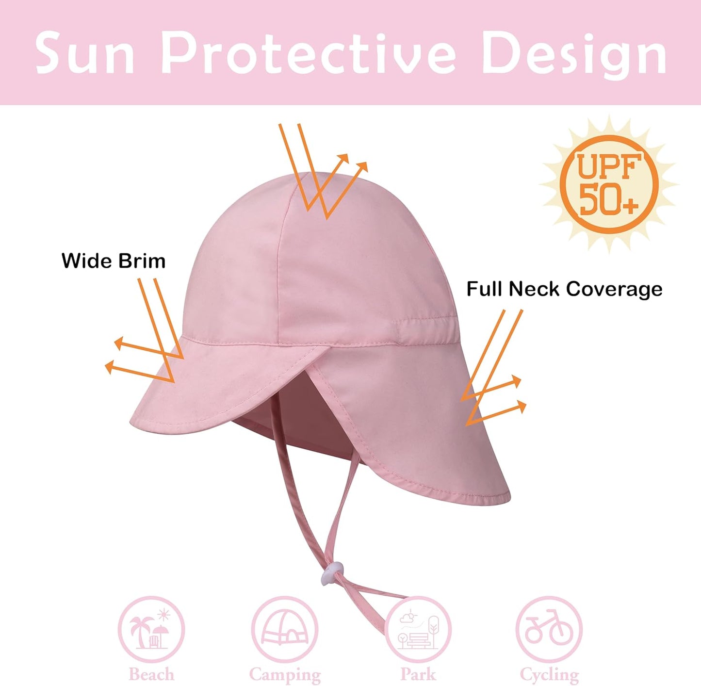 2 Pack Baby Sun Hats UPF 50+ Toddler Beach Hat for Girls Boys 0-4 Years