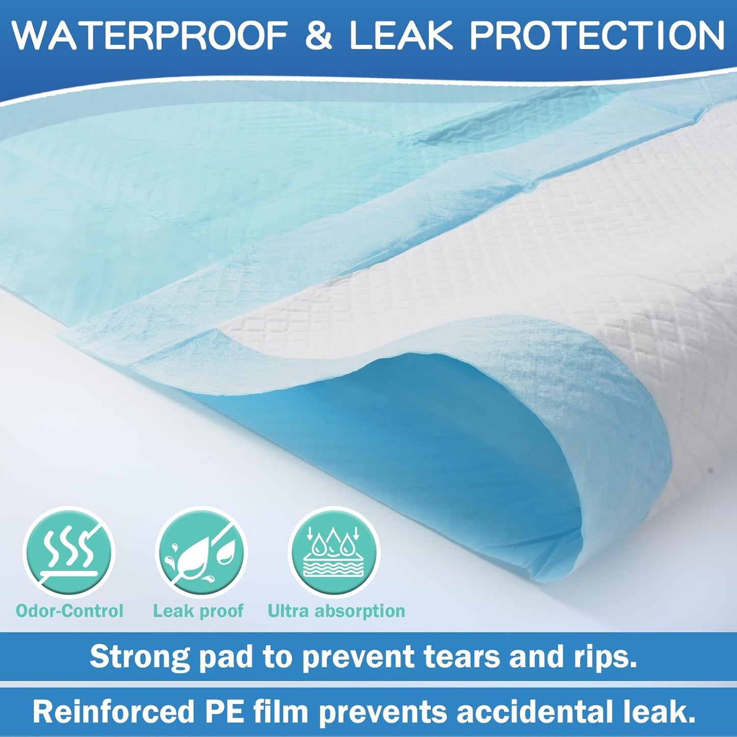 150 Count Premium Chucks Pads 22"x23" Disposable, Ultra Absorbent Adults Incontinence Underpads Leakproof, Waterproof Puppy Training Pee Pads Leakproof, Baby Changing Liner