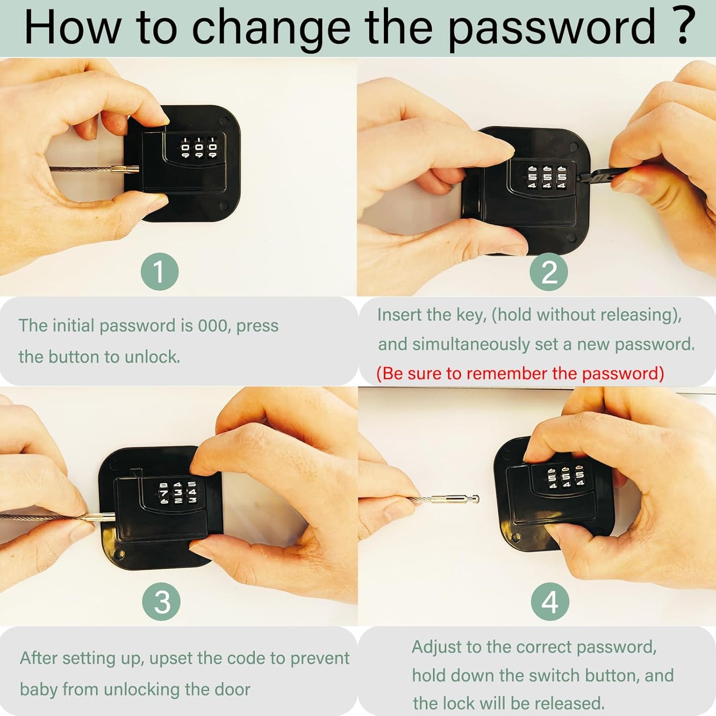 Refrigerator Lock (4 Pack), Heavy Duty Combination Fridge Lock, for Fridge, Cabinets, Window, Drawers and Child Safety Cabinet Lock, Strong Non-Marking Adhesive No Drilling (Black)