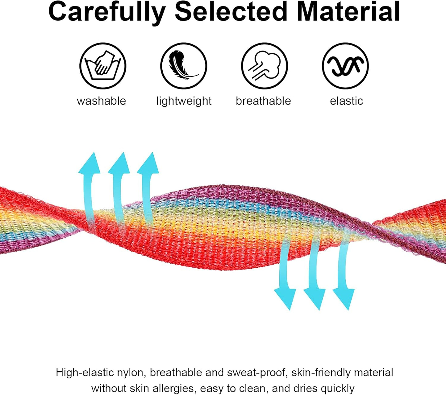 AirTag Bracelet for Kids, Apple Air Tag Protective Cover with Nylon Wristband, Anti Lost GPS Trackers Case Cover Elastic Watch Band for Toddlers Girls Boys Elders (Light Rainbow)