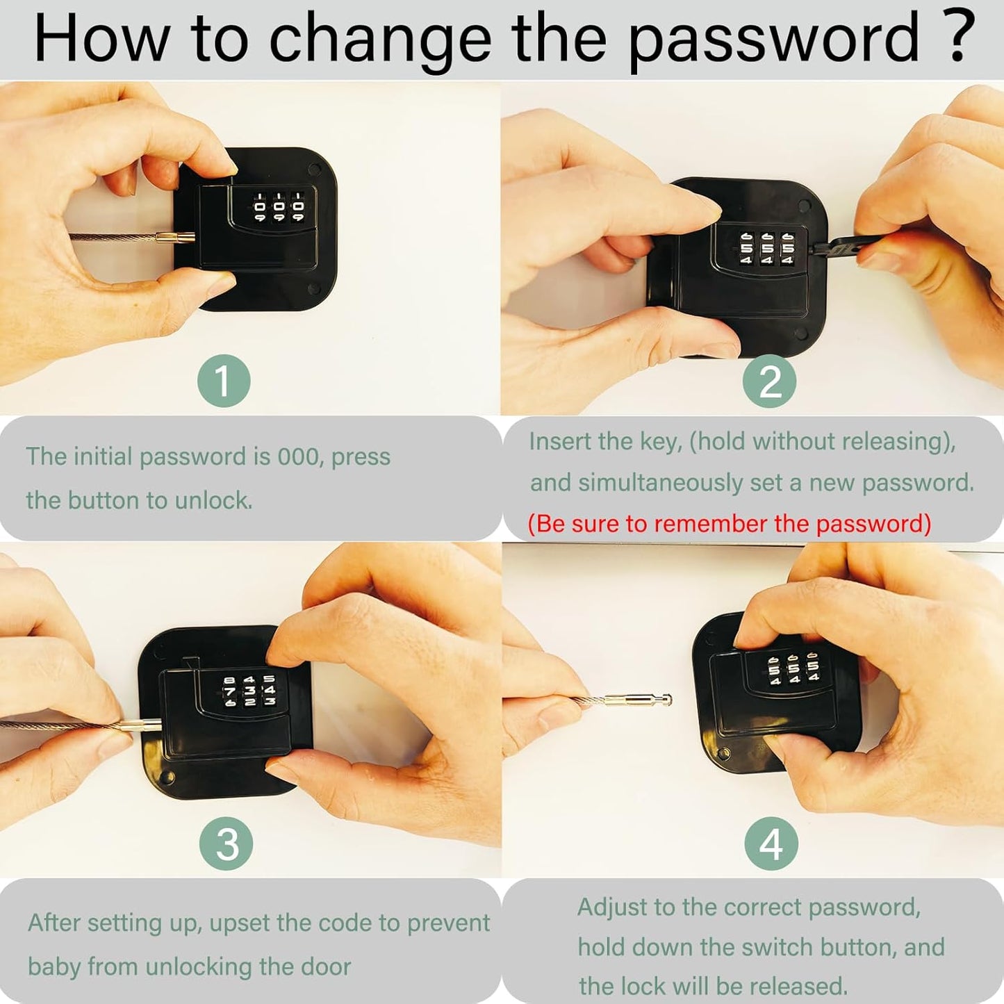 Refrigerator Lock (2 Pack), Heavy Duty Combination Fridge Lock, for Fridge, Cabinets, Window, Drawers and Child Safety Cabinet Locks, Strong Non-Marking Adhesive No Drilling (Black)