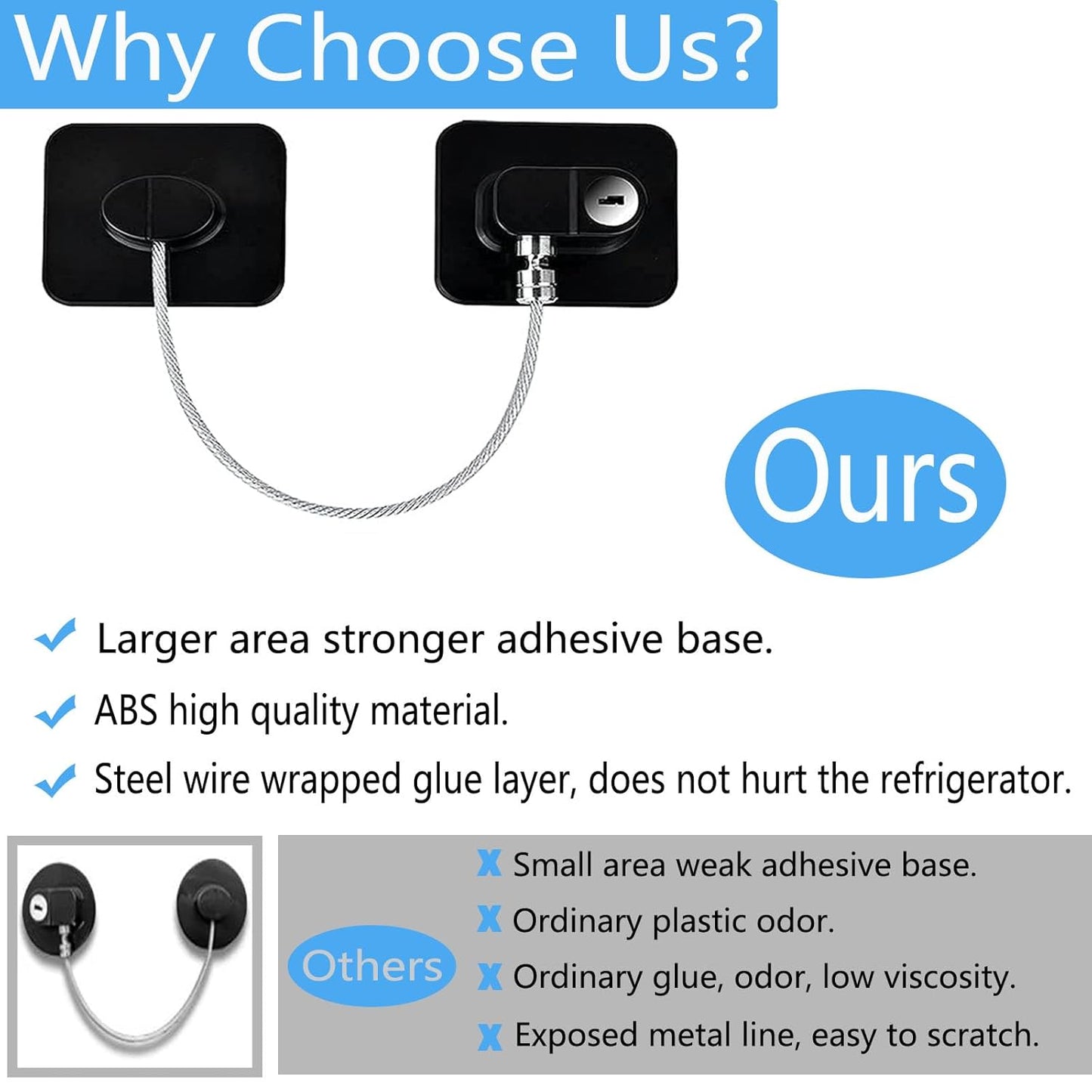 YEYA Upgraded Refrigerator Lock for Adults, Fridge Locks for Kids with Key