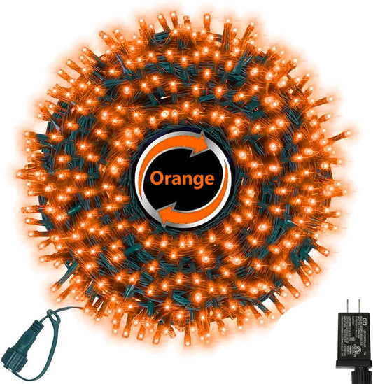 33ft Halloween Decorative Mini Lights, 100 LED Green Wire Fairy Starry String Lights Plug in, 11 Lighting Modes, for Halloween Decoration Outdoor Xmas Tree Party Decoration (Orange)