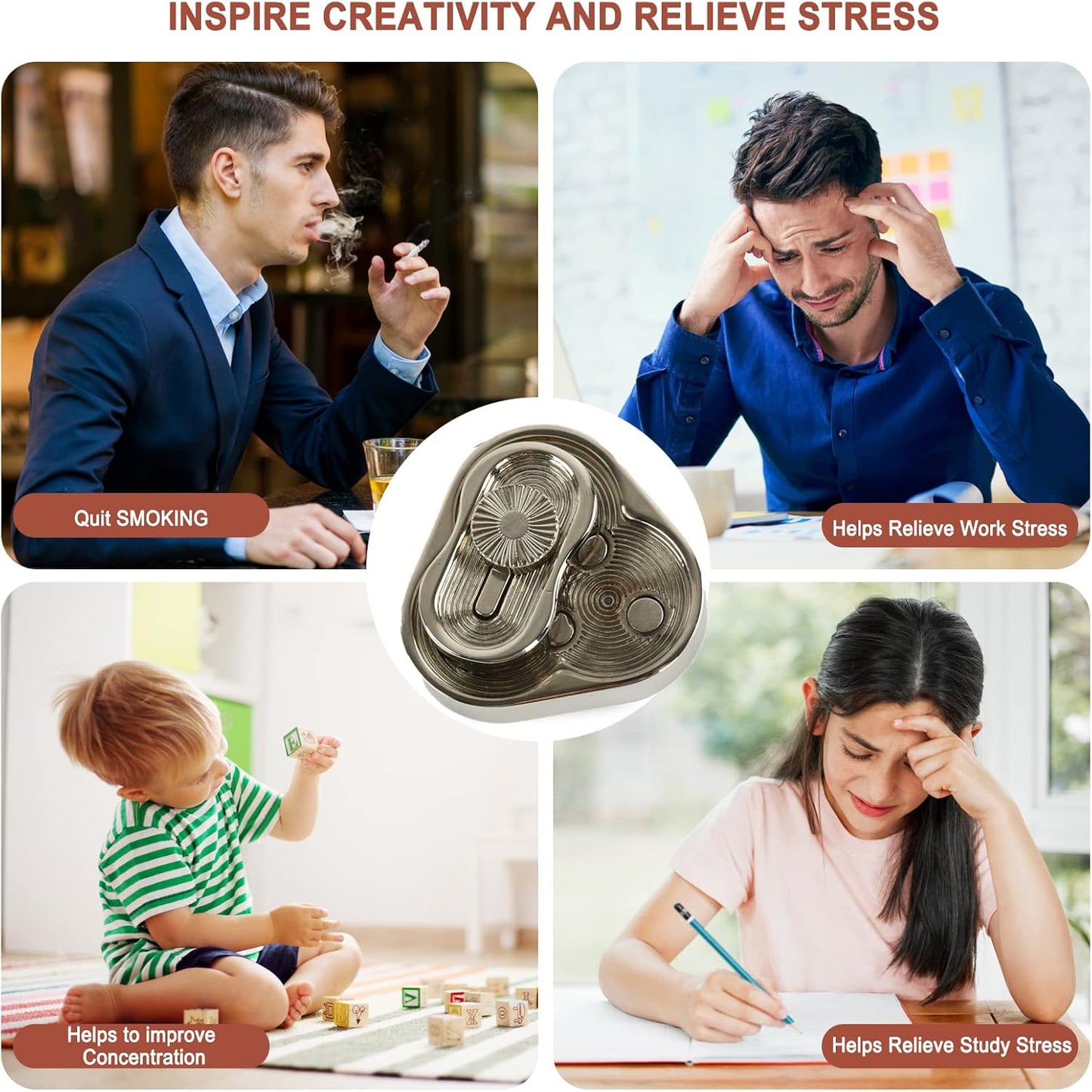 2 Pack EDC Metal Fidget Slider Toys- Stress Relief Toy Metal Slider Fidget Office Desk Toys for Adults (Poker Fidget Slider K + Triangle)