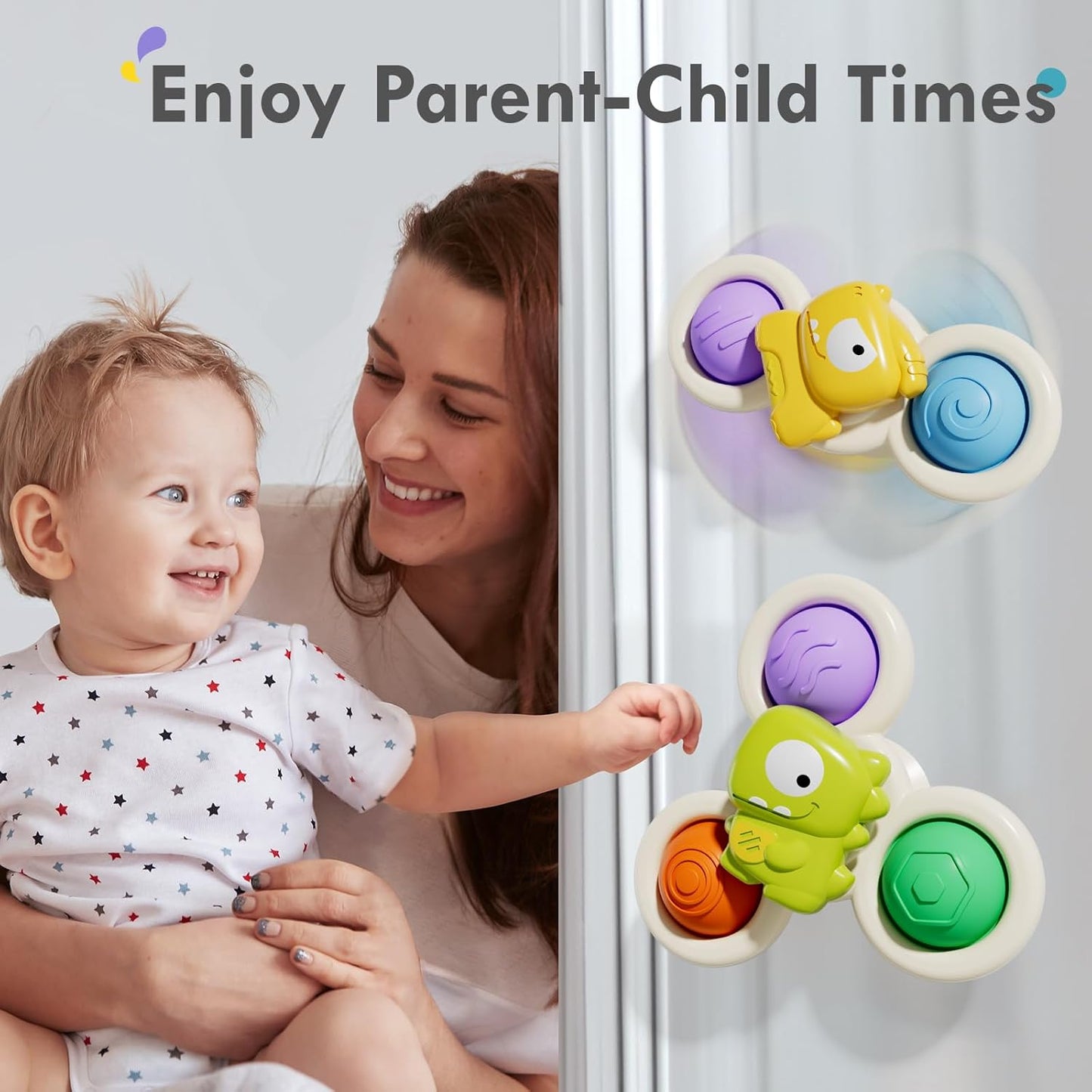 ALASOU 3PCS Pop Suction Cup Spinner Toys for 1 Year Old Boy Girl|Novelty Spinning Tops Toddler Toys Age 1-2|Sensory Baby Bath Toy for Toddlers 1-3|12 18 Months Boy Birthday Gift for Infant