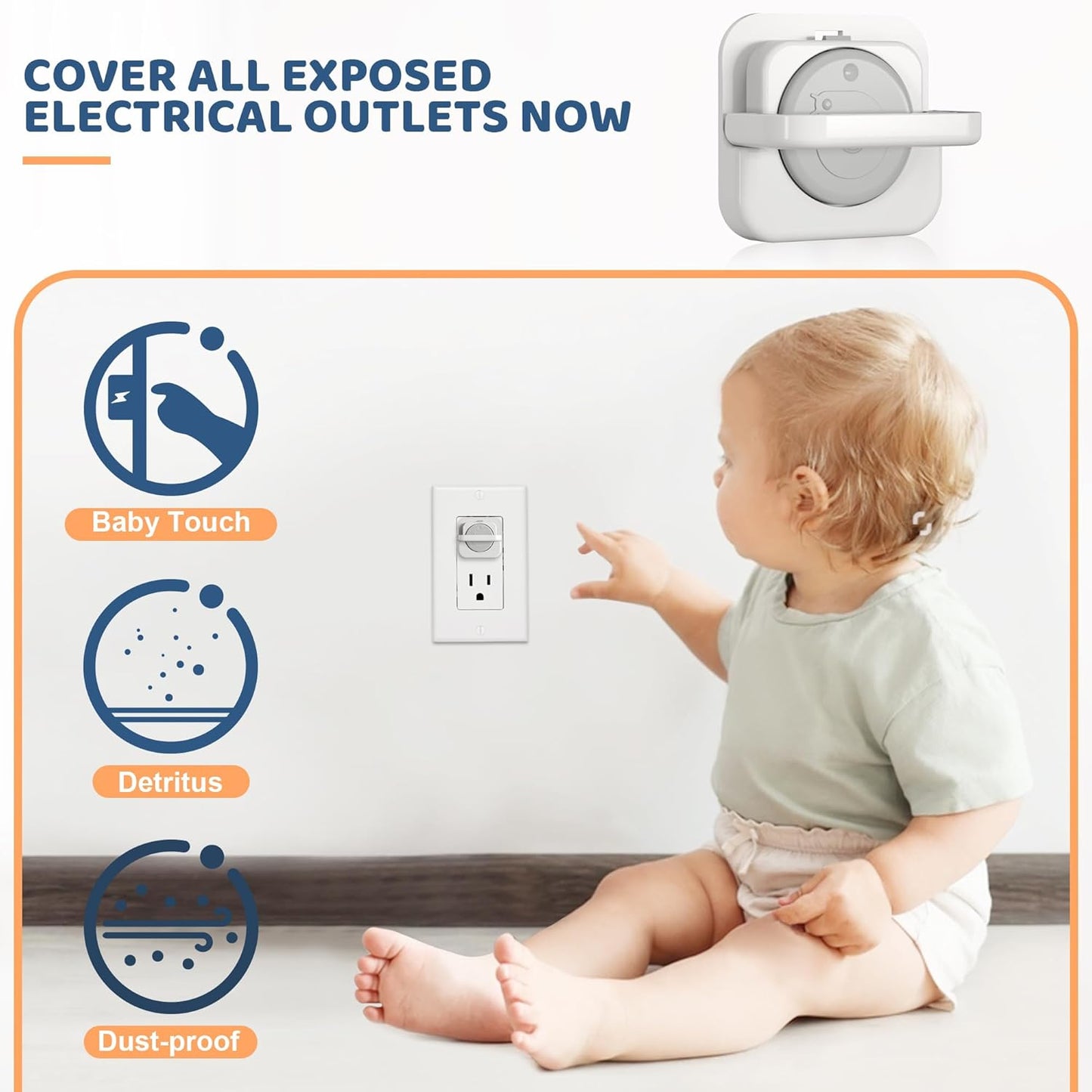 45 Pack Baby Proofing Outlet Covers, Baby Proof Plug Covers with Hidden Pull Handle for Child Safety, Electric Socket Covers, Plug Protectors to Prevent Power Shock(Grey)