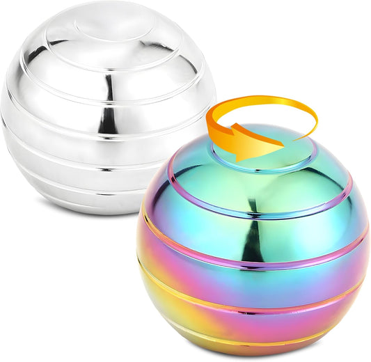 2Pcs Kinetic Desk Spinning Toy, Optical Illusion Metal Spinner Ball for Anxiety Relief, for Children