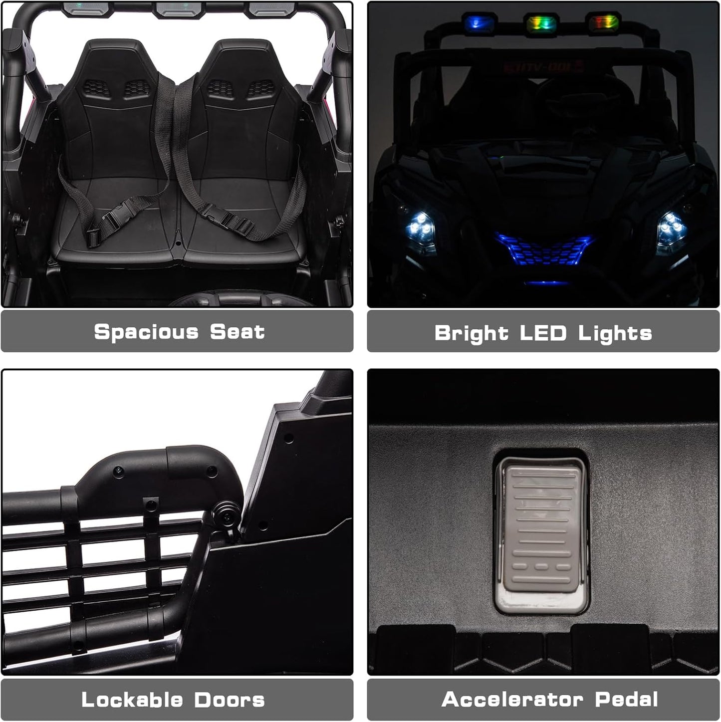 4WD Ride On Car with Remote Control,24V 2Seater Kids Electric Toy Off-Road Truck for Kids,Ride on Buggy for Side by Side(Blue)