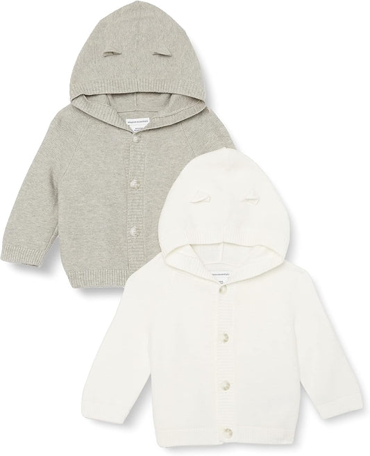 Amazon Essentials Unisex Babies' Hooded Sweater, Pack of 2