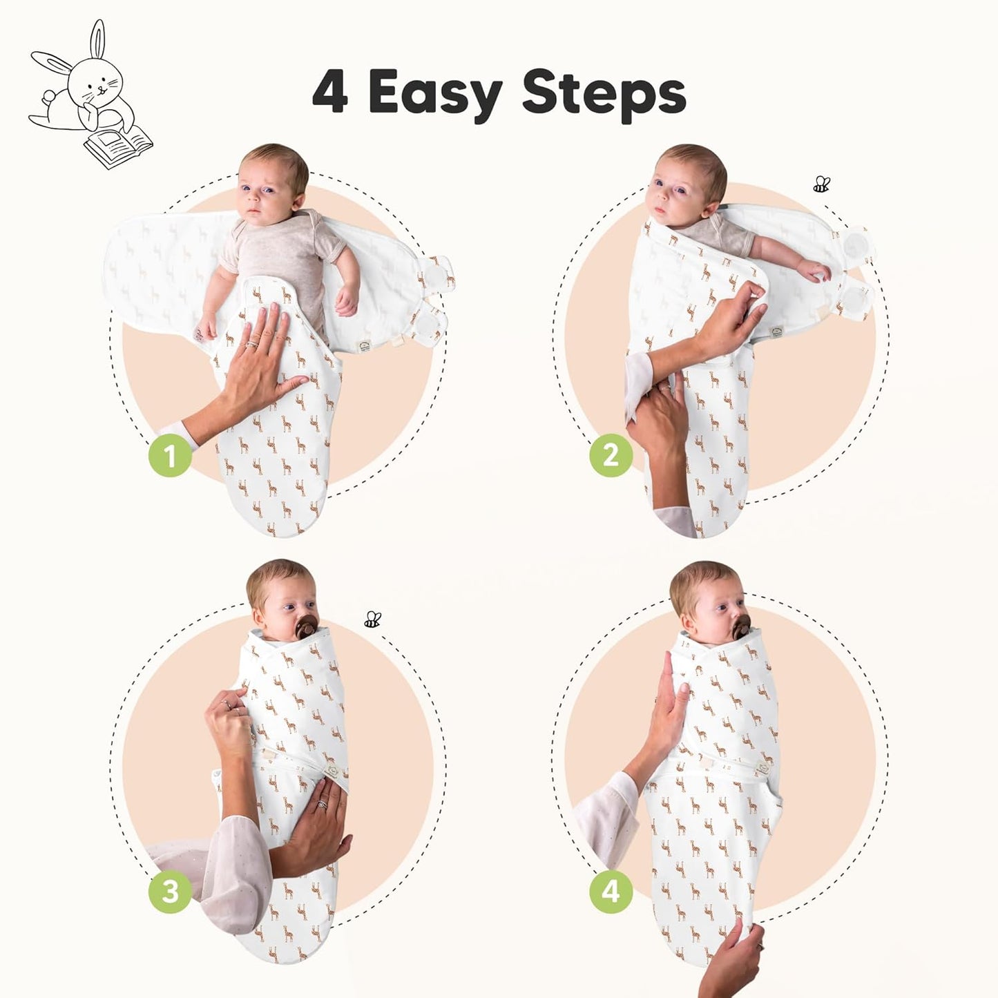 3-Pack Organic Baby Swaddle Sleep Sacks - Swaddles for Newborns, Infant 0-3 Months, Baby Girls, Boys, Soft & Snug Newborn Sleep Sack, Nursery Swaddling Blankets (The Wild)