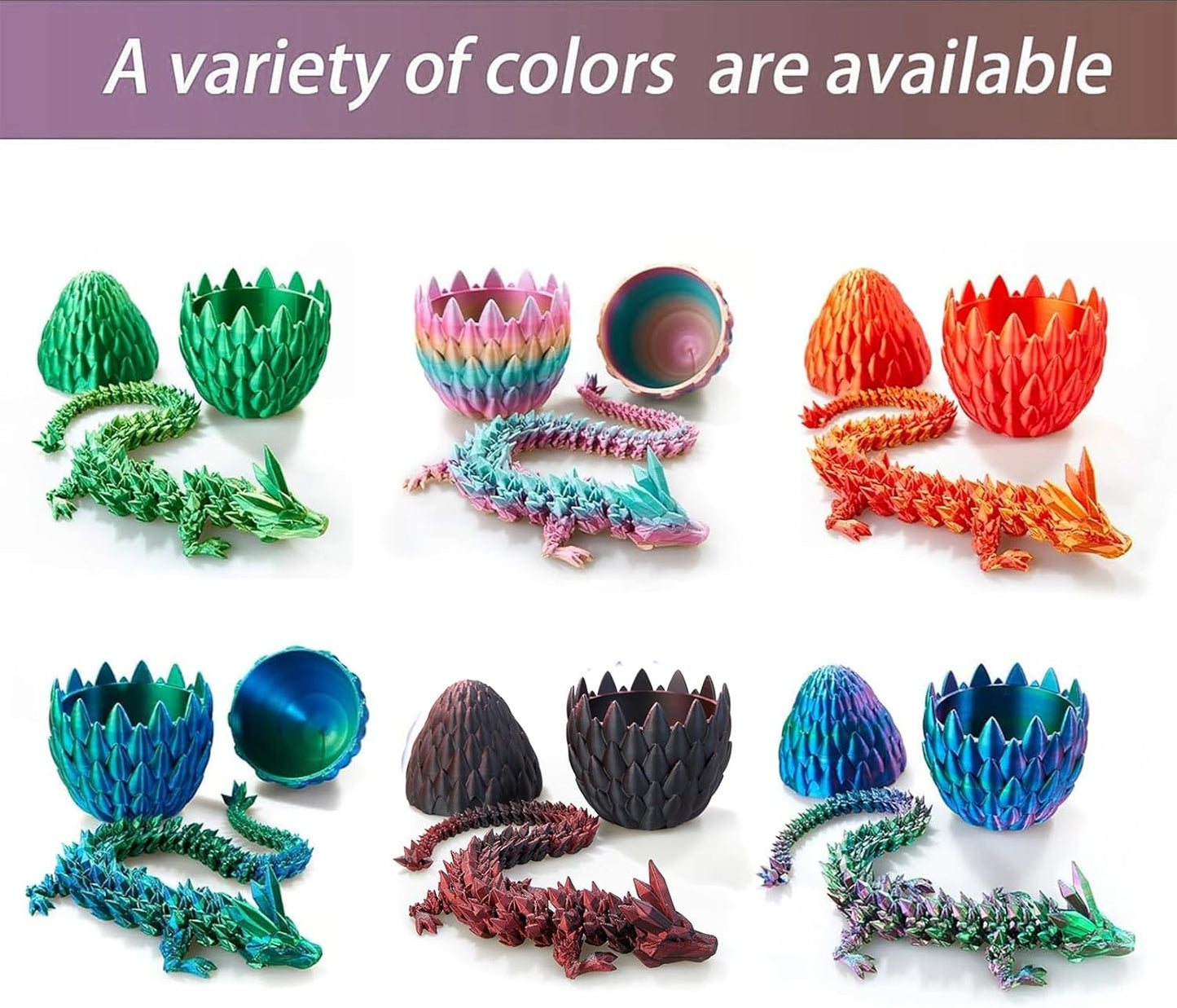 3D Printed Dragon Egg, 15 inchs Black Dragon Toy,Articulated Crystal Dragon,Glow in Dark Fidget.Cool