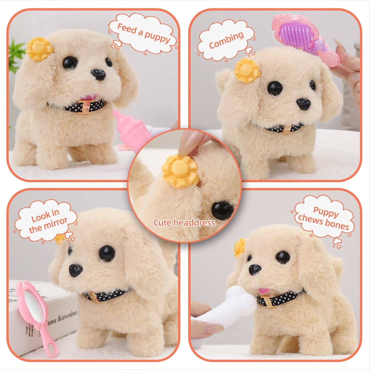 16 Pcs Robot Dog Toys for Girls, Toys for 3 4 5 6 7 8 Year Old Girls Kids Boys, Realistic Robot Puppy Toy for 5-7 6-8, Ideas Birthday Gifts for Girl 3 4 5 6 Year Old