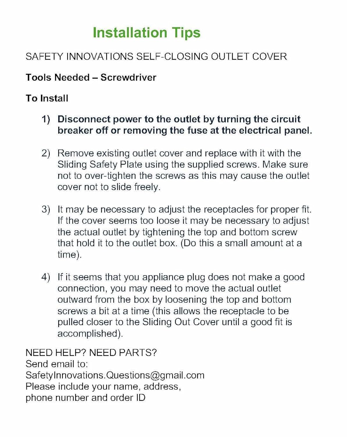 6-Pack Safety Innovations Self-Closing Outlet Covers (For Center Screw Outlets Only) - Measures 3"Wide x 4.75"High-An Alternative To Wall Socket Plugs for Child Proofing Outlets, (1-Screw), (White)