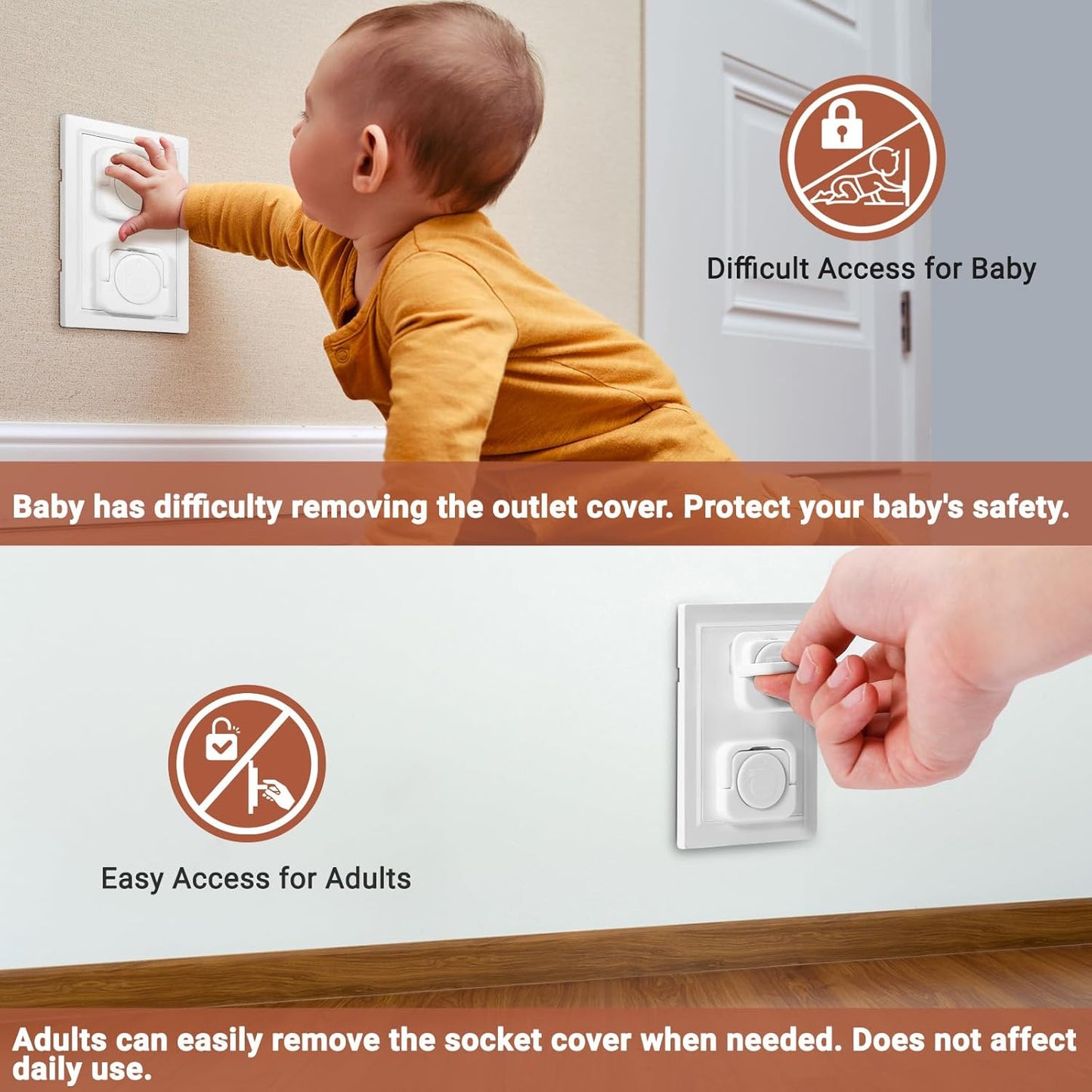 Outlet Covers Baby Proofing, 40 Pack Child Proof Plug Socket Covers Electric Plug Protectors Safety Caps to Prevent Power Shock, for US 3-Prong, Gray & White