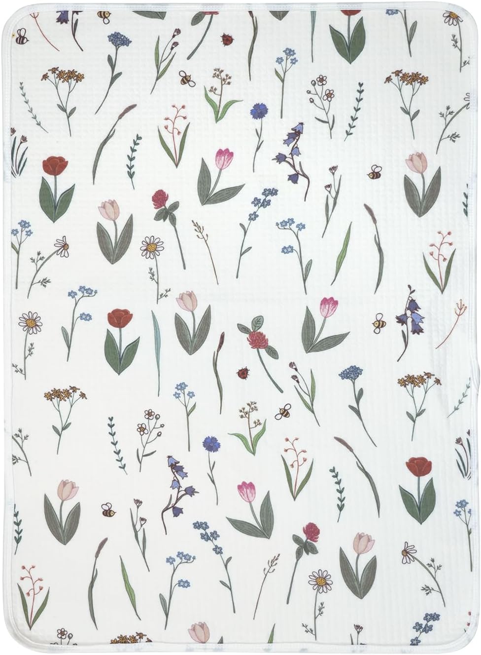 haakaa Waterproof Changing Pad Liners, 100% Cotton, Soft & Breathable (1pc, 19.5" x 27.5" Honey Blossom)