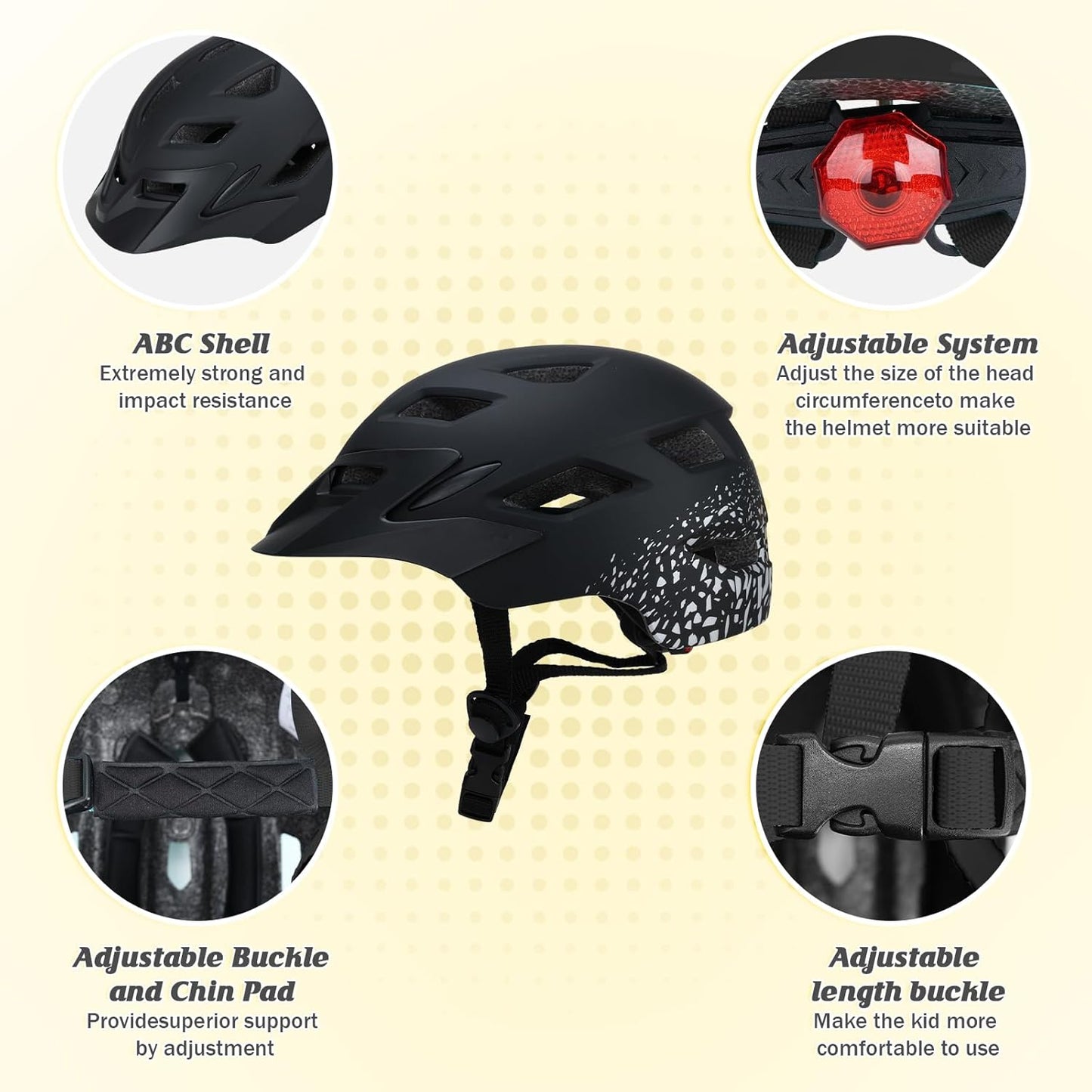 Adjustable Toddler Helmet, Kids Bike Helmets for Boys Girls 3-5/4-6/5-8 Years, Protective Gear Set for Bicycling/Skateboarding/Rollerblading/Scootering