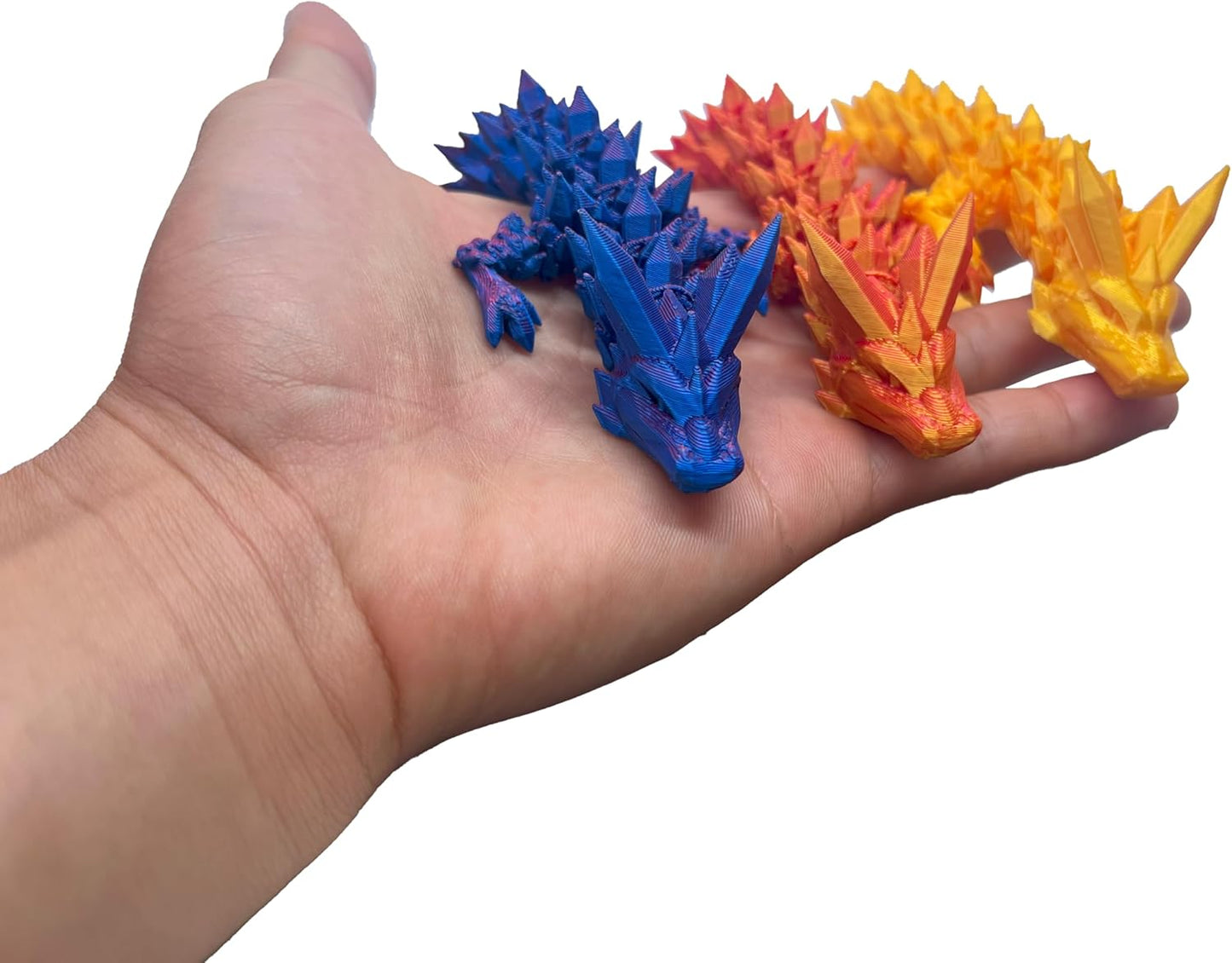 3PCS 3D Printed Dragon Fidget Toy, Full Articulated Dragon Crystal Dragon, Home Office Decor Executive Desk Toys, Fidget Toys for Autism/ADHD