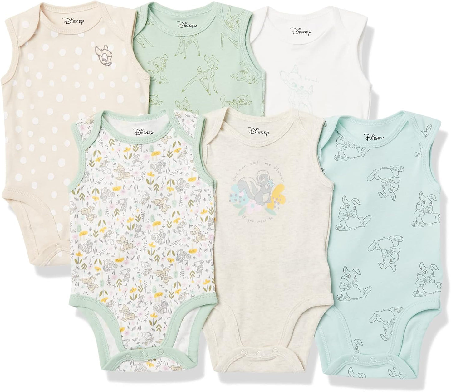 Amazon Essentials Disney | Star Wars | Princess Baby Girls' Sleeveless Bodysuits, Pack of 6