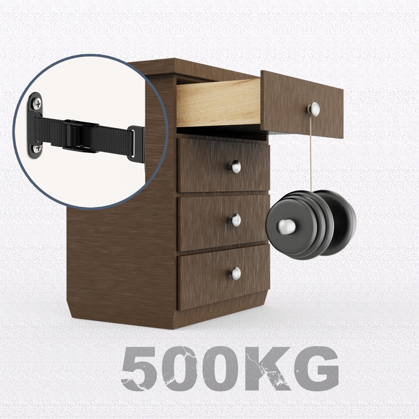 Anti Tip Furniture Anchors (2 Sets),Heavy Duty Furniture Wall Anchor,Adjustable Earthquake Straps,Furniture Anchors for Baby Proofing,Black