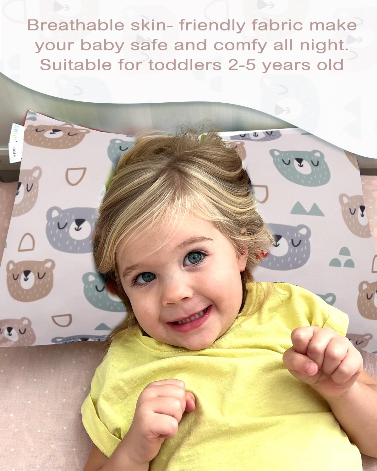 ALVABABY Toddler Pillowcases Stretchy Soft Kids Pillow Cover 2 Pack Fit 13"x 18" or 12"x16" Envelope for Girl Boy Sleepy Travel 2TPE26A
