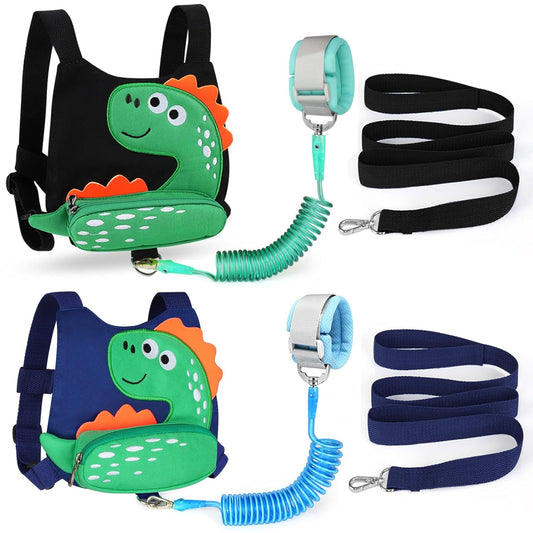 Accmor Toddler Leash Harness, 2 Pack Cute Dinosaur Kids Leash Harness Wrist Leashes + Anti Lost Wrist Link, Child Walking Harness Wristband Assistant Strap Belt for Baby Boys Girls to Outdoor Travel