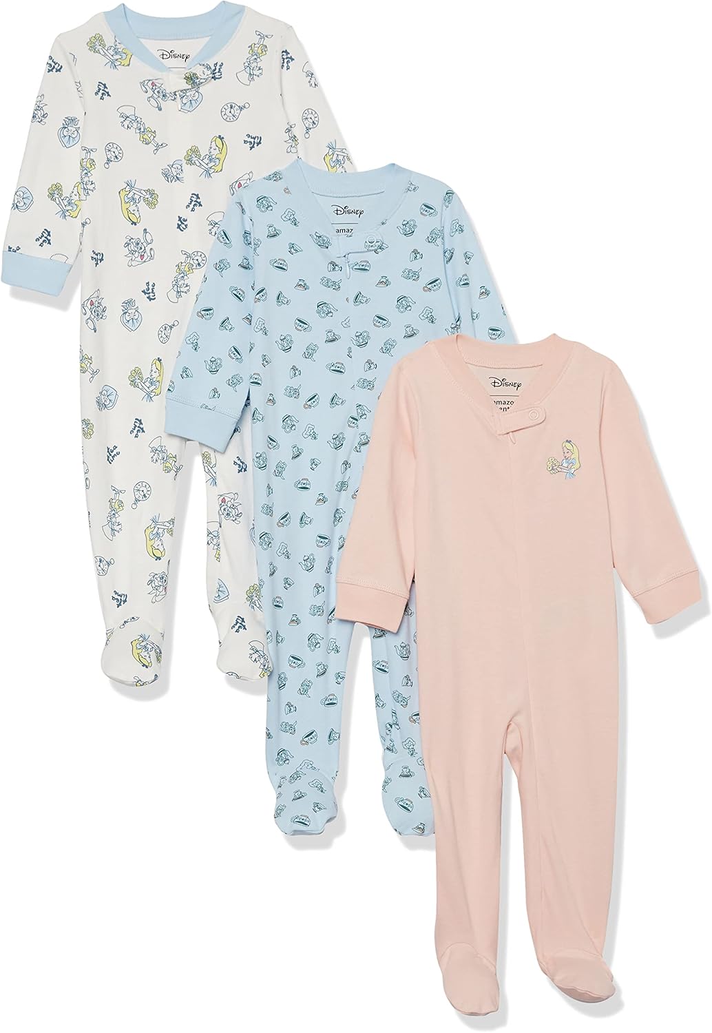 Amazon Essentials Disney | Marvel | Star Wars Unisex Babies' and Toddlers' Snug-Fit Cotton Footed Pajamas, Multipacks