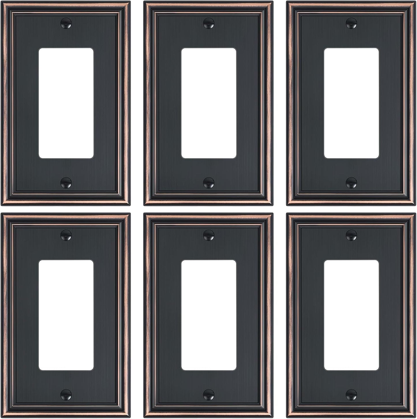 6-Pack Decorator Outlet Cover Plate, Aged Bronze Decorative Switch Plates and Outlet Covers, Durable Zinc Alloy Wall Plates for Electrical Outlets, Receptacle, GFCI Outlet, Dimmer Switch
