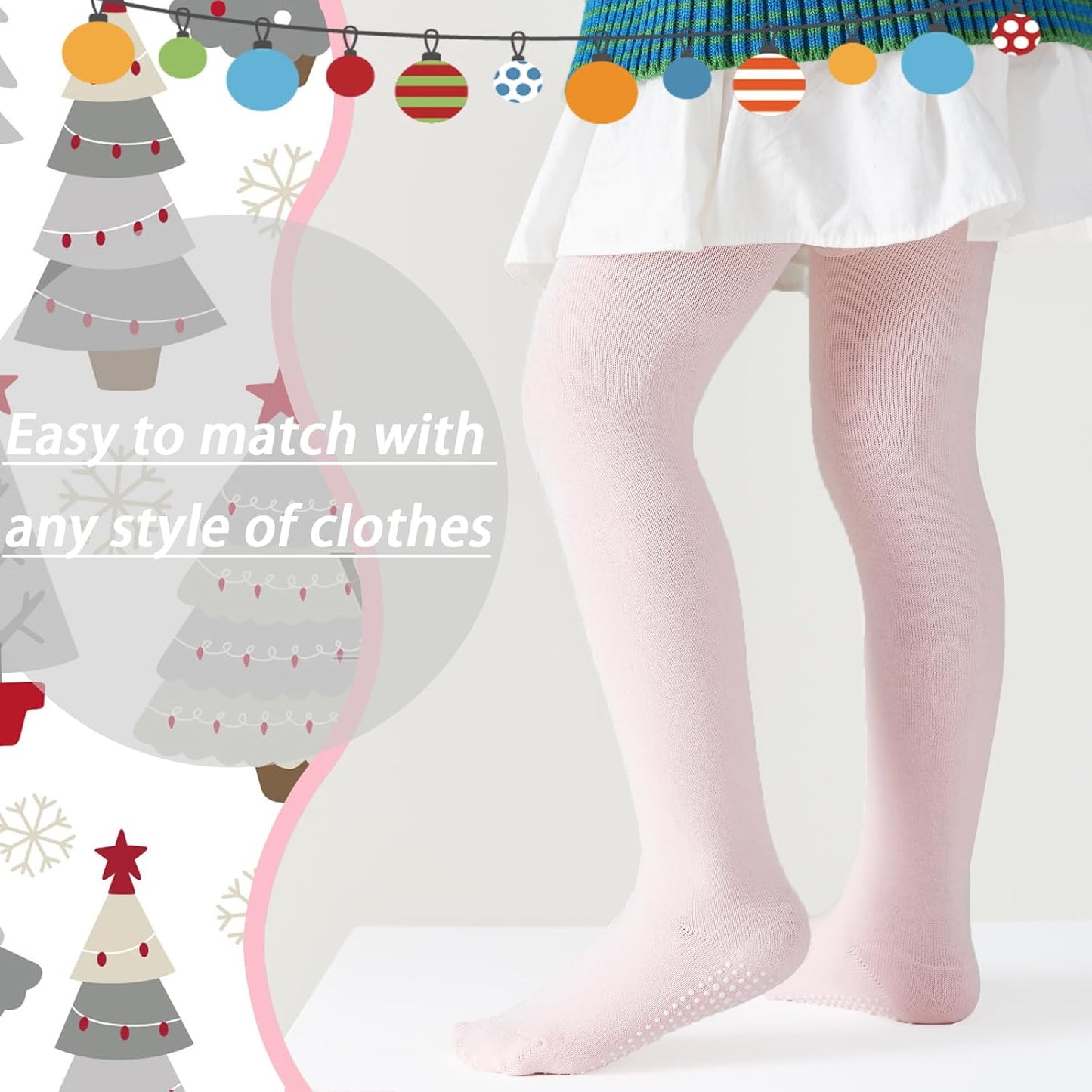 Mini angel Baby Tights Non Slip Baby Girl Tights Plain/Shoe-Look Leggings Seamless Pantyhose Warm Cotton Leggings Non-Skid