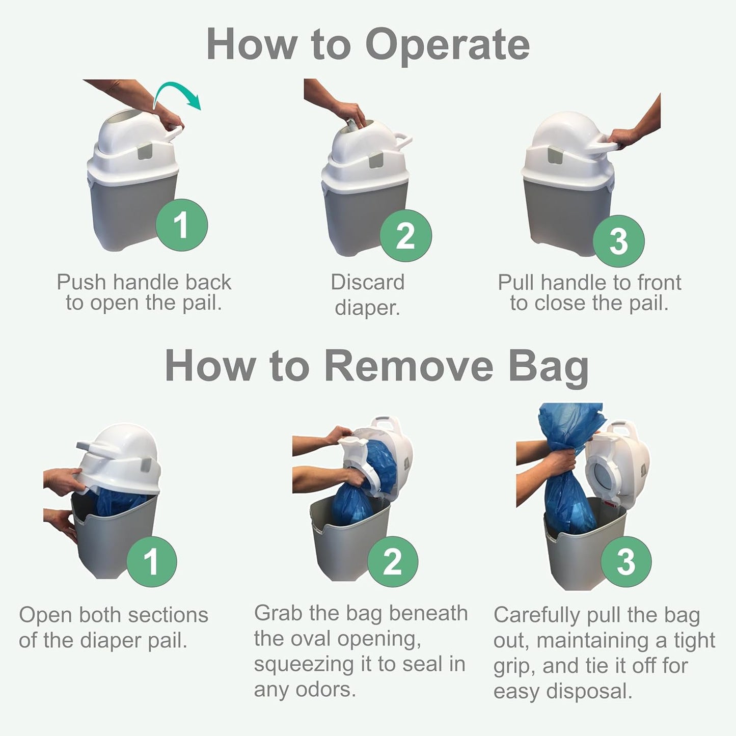 Foundations Tall Diaper Pail with Airtight Lid - Durable & Odorless Diaper Disposal, Large Capacity, Holds up to 60 Newborn Diapers, Refill with Any Bags - Pink