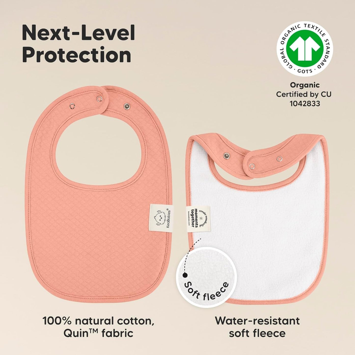 8-Pack Organic Baby Bibs for Girls, Boys - Quilted Cotton Cloth Baby Drool Bibs for Drooling and Teething Toddler, Newborn, Infant, Soft & Super Absorbent (Dew)