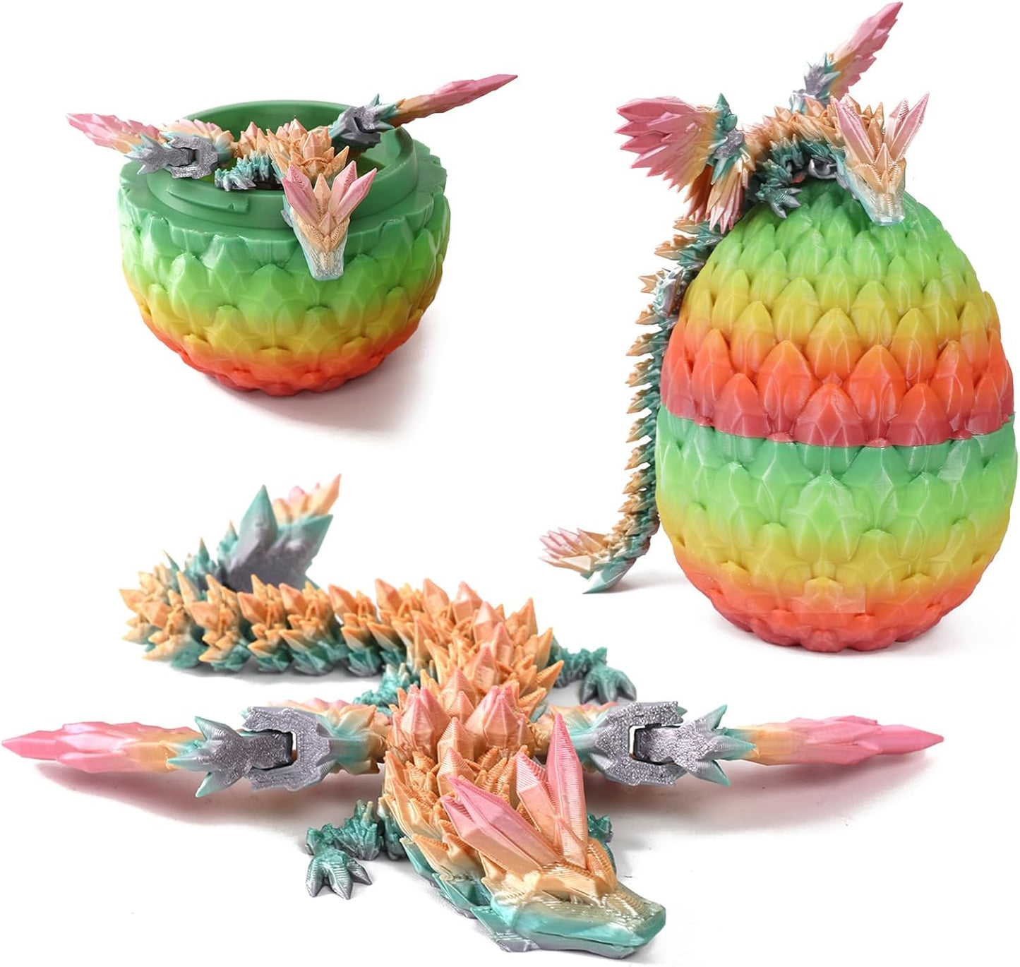 3D Printed Dragon Egg,Mystery Crystal Dragon Fidget Toys,Articulated Dragon,Home Desk Decor Easter Surprise Dinosaur Eggs,Adults Fidget Toys for Autism/ADHD