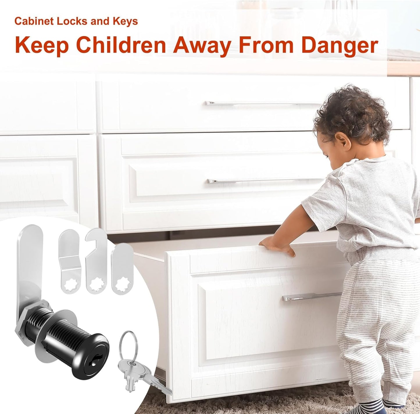 6 Pcs Cabinet Locks with Keys, 1-1/2'' Cam Lock Keyed Alike Fit 1-3/8'' Max Panel, Secure Your File Cabinet Drawer Desk Toolbox Mailbox Lock Replacement, Zinc Alloy