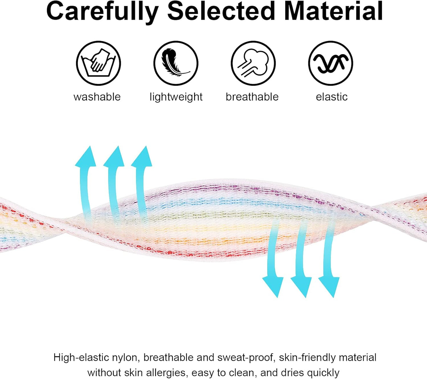 AirTag Bracelet for Kids, Apple Air Tag Protective Cover with Nylon Wristband, Anti Lost GPS Trackers Case Cover Elastic Watch Band for Toddlers Girls Boys Elders (Light Rainbow)