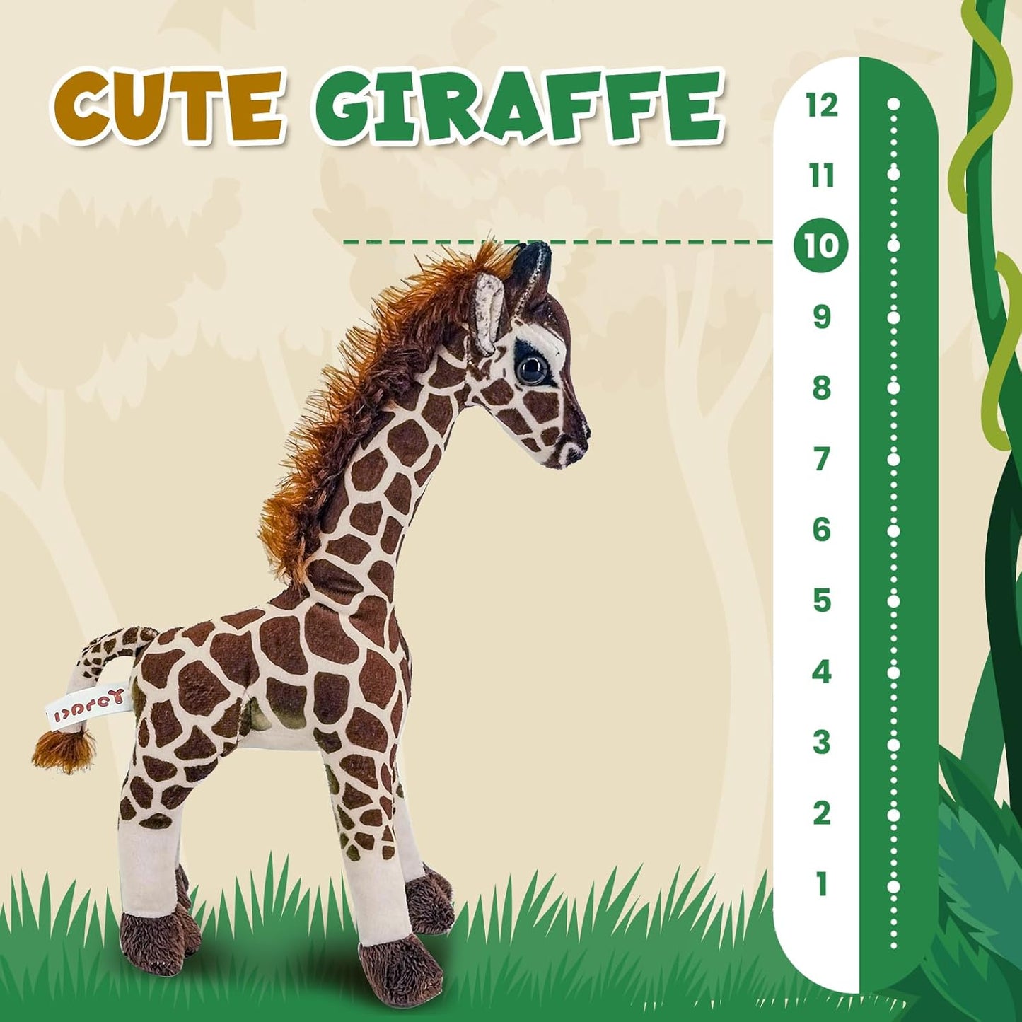 10" Cute Giraffe Plush Toy, Washable Holiday Stuffed Animal, Birthday Gift for Boys and Girls