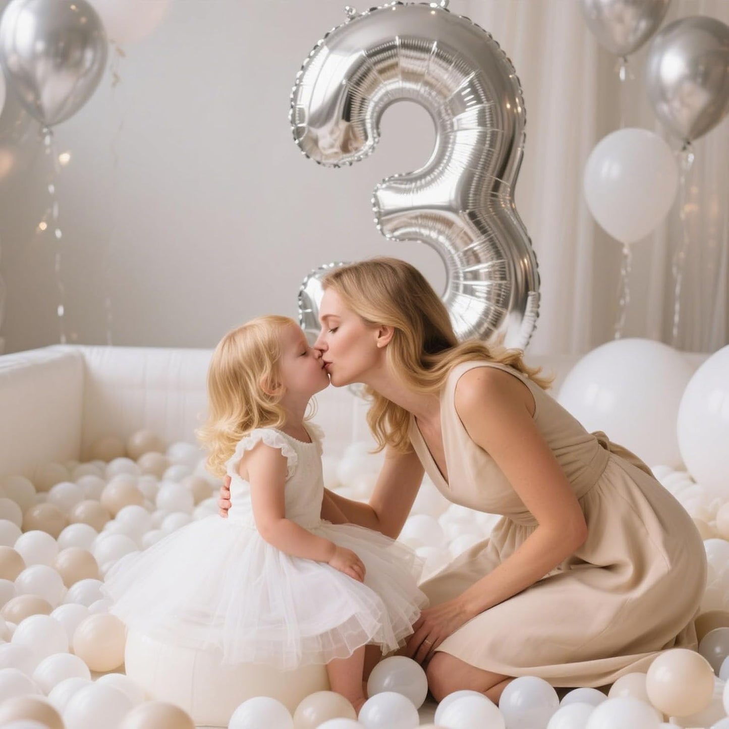 GOGOSO Balls for Ball Pit - Plastic Ball for Toddlers 1-3, Baby Kids Ball Pool Decoration 50 100 200 300 500 1000 (A White+Beige+Clear, 200 Balls)