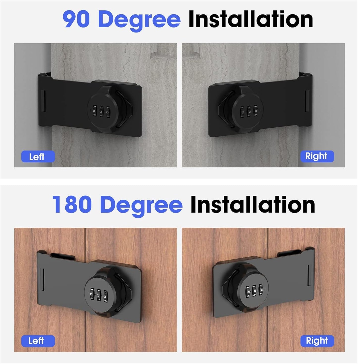 4 Packs Mechanical Password Rotary Hasp Locks, Cabinet Locks with Combination, Door Security Gate Locks for Small Doors, Cabinets, Barn Door, Bathroom, Outdoor, Closet, Fence