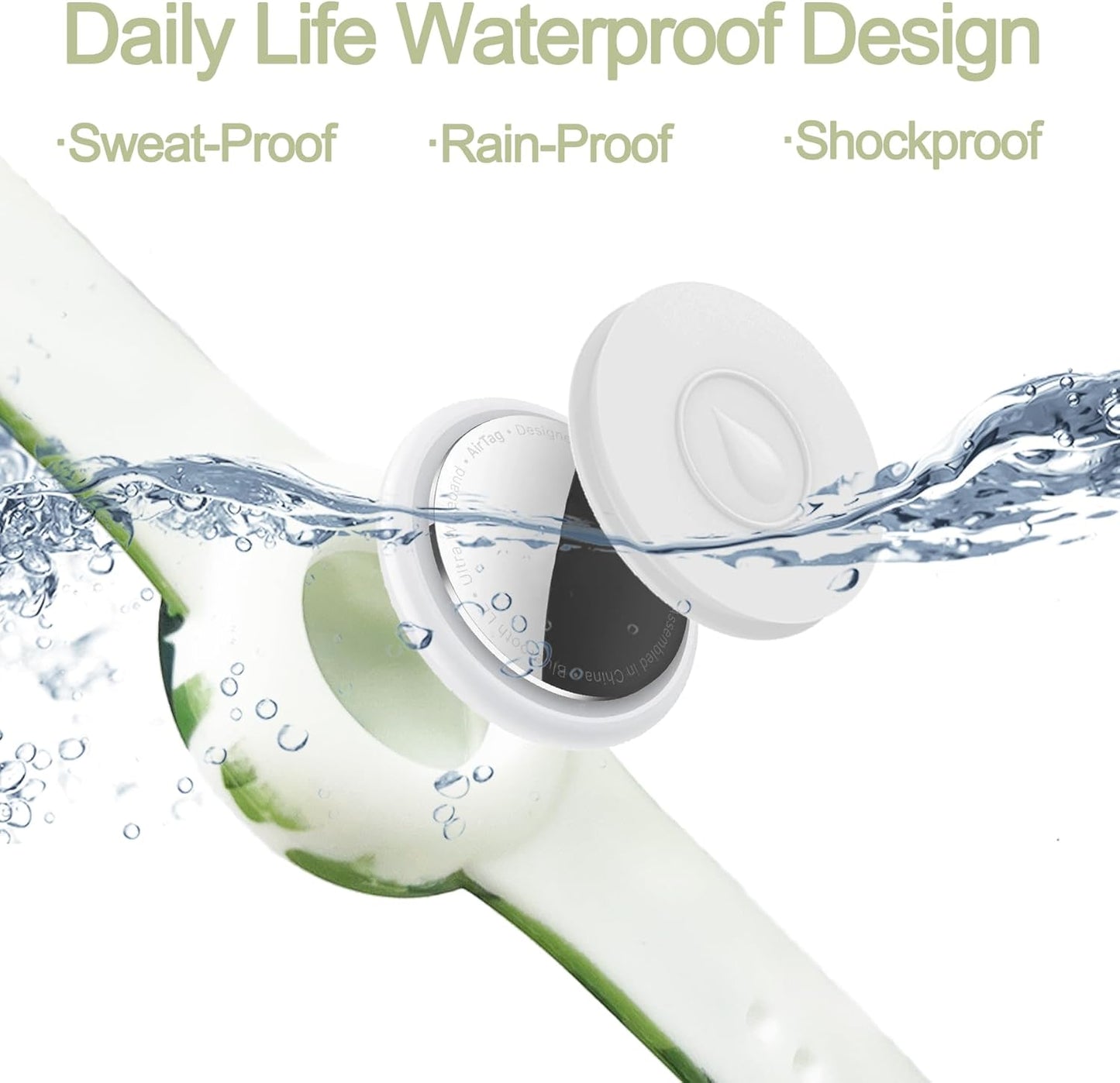 4 Pack Waterproof AirTag Bracelet for Kids, Hidden Printed Wristband for Apple Air Tag, Silicone AirTag Holder GPS Tracker Case for Band for Child Toddler, Secure Anti-Lost Protection