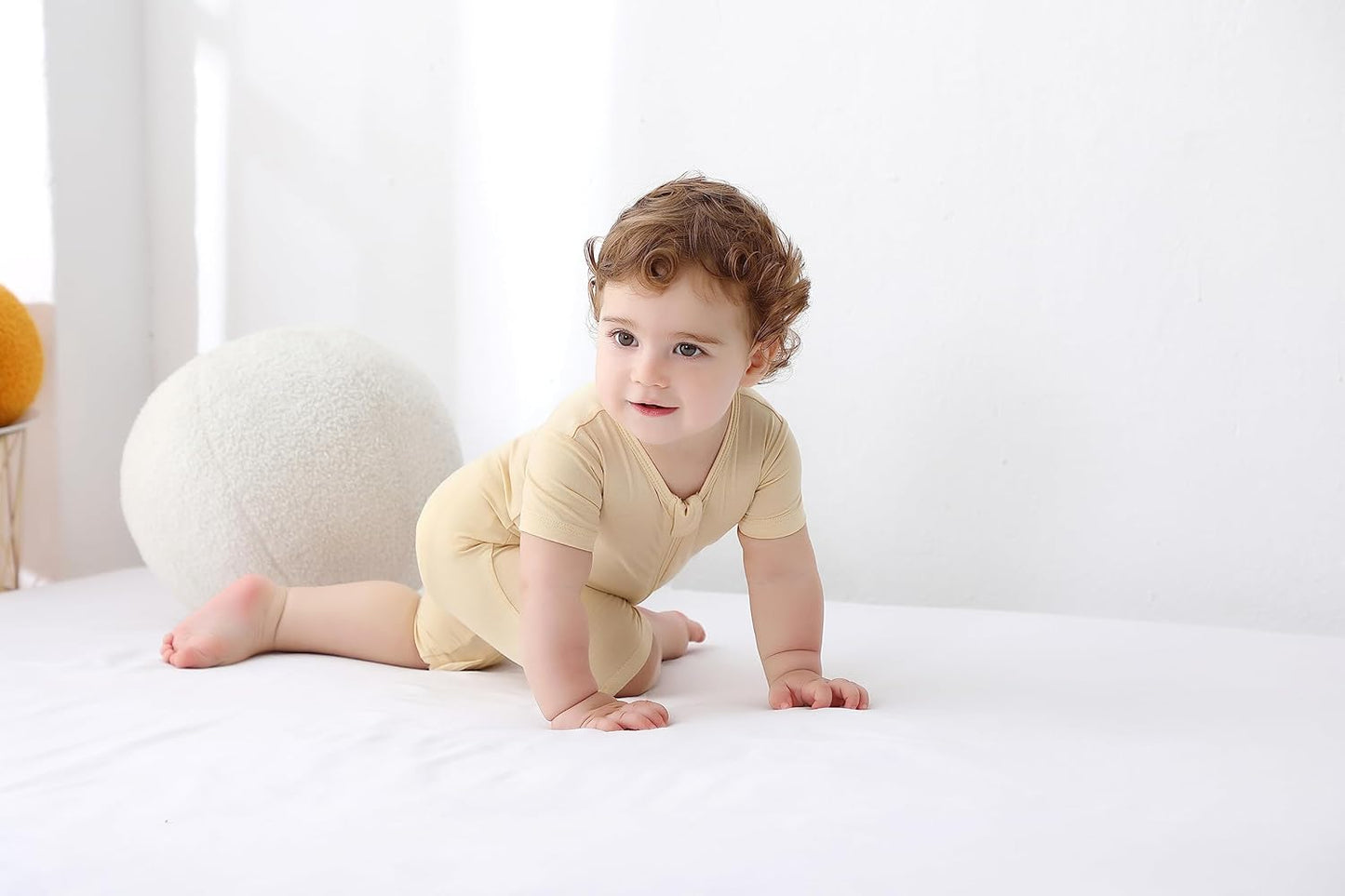 GUISBY Rayon made from bamboo Baby Pajamas Short Sleeve Footless Rompers 2 Way Zipper Sleeper for Baby