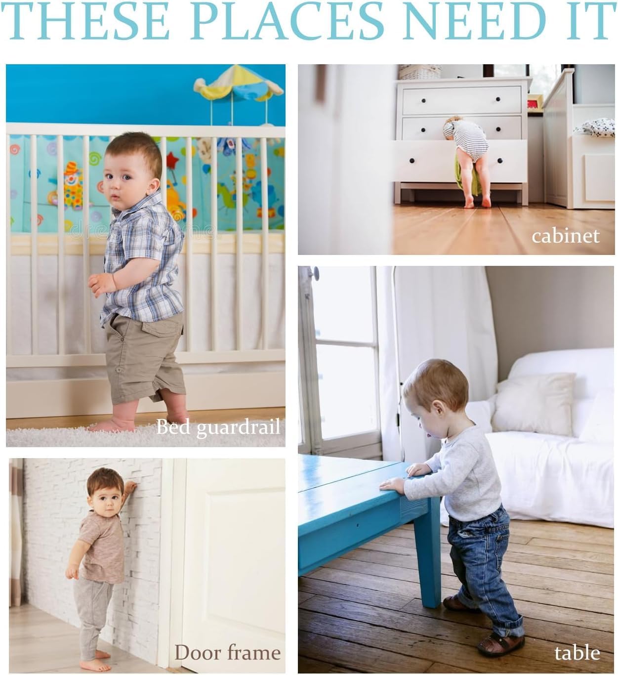 3 in 1Crib Mesh Liner for Life Size Cribs,White Soft Anti-Collision Strip Corner Covers,Protect Baby Teeth and Save Crib Rails, Rail Edge Protector Strip (Gray)