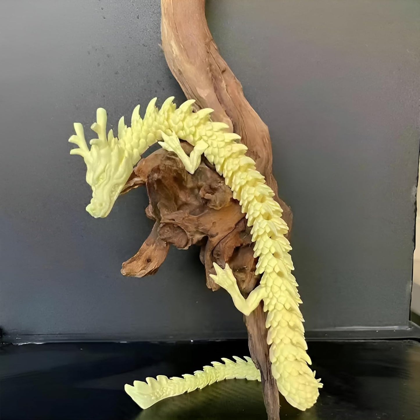 3D Printed Dragon Fidget Toy, 18in Surprise Mystery Dragon, Crystal Dragon Fidget Toy, Articulated Pye Dragon Fish/Display Cabinet/Home/Office Desktop Decor (Yellow)