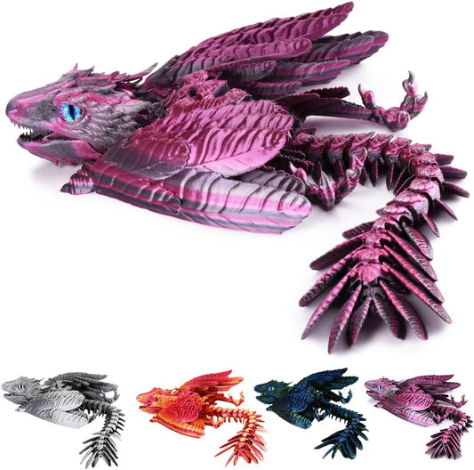 3D Printed Dragon, Feathered Wyvern Dragon, Articulated Dragon, Fidget Dragon Toys for Adult, Home Office Decor Executive Desk Toy