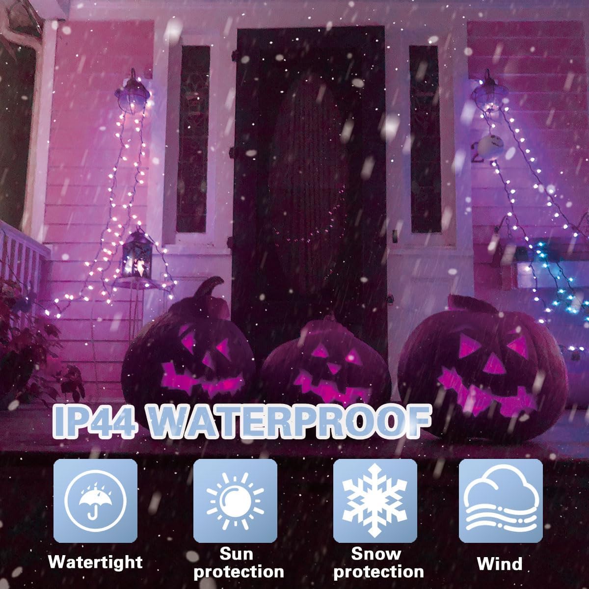 33ft Halloween Decorative Mini Lights, 100 LED Green Wire Fairy Starry String Lights Plug in, 11 Lighting Modes, for Halloween Decoration Outdoor Xmas Tree Party Decoration (Purple)