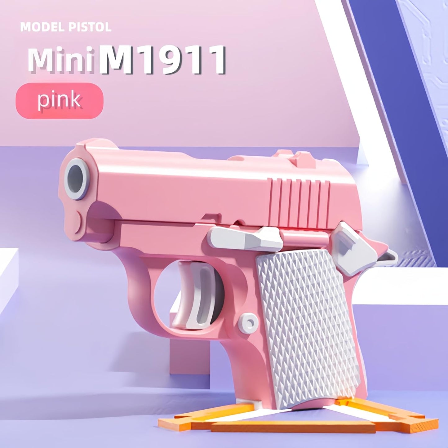 1911 3D Printed Small Pistol Toys,Suitable Toys for Adults and Kids, Stress Relief Pistol Toys for Adults, Suitable for Relieving ADHD, Anxiety, Best Gift for Adults and Kids (PinkWhite)