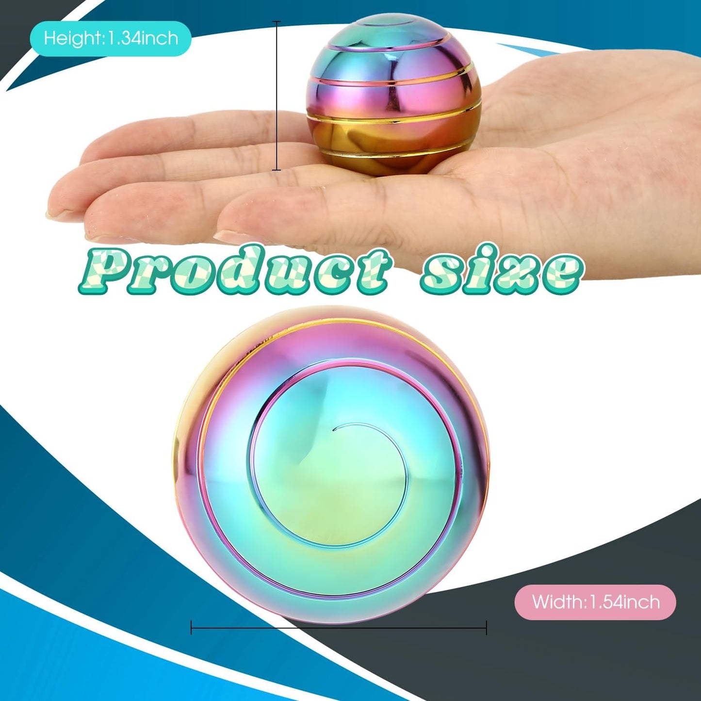 2Pcs Kinetic Desk Spinning Toy, Optical Illusion Metal Spinner Ball for Anxiety Relief, for Children