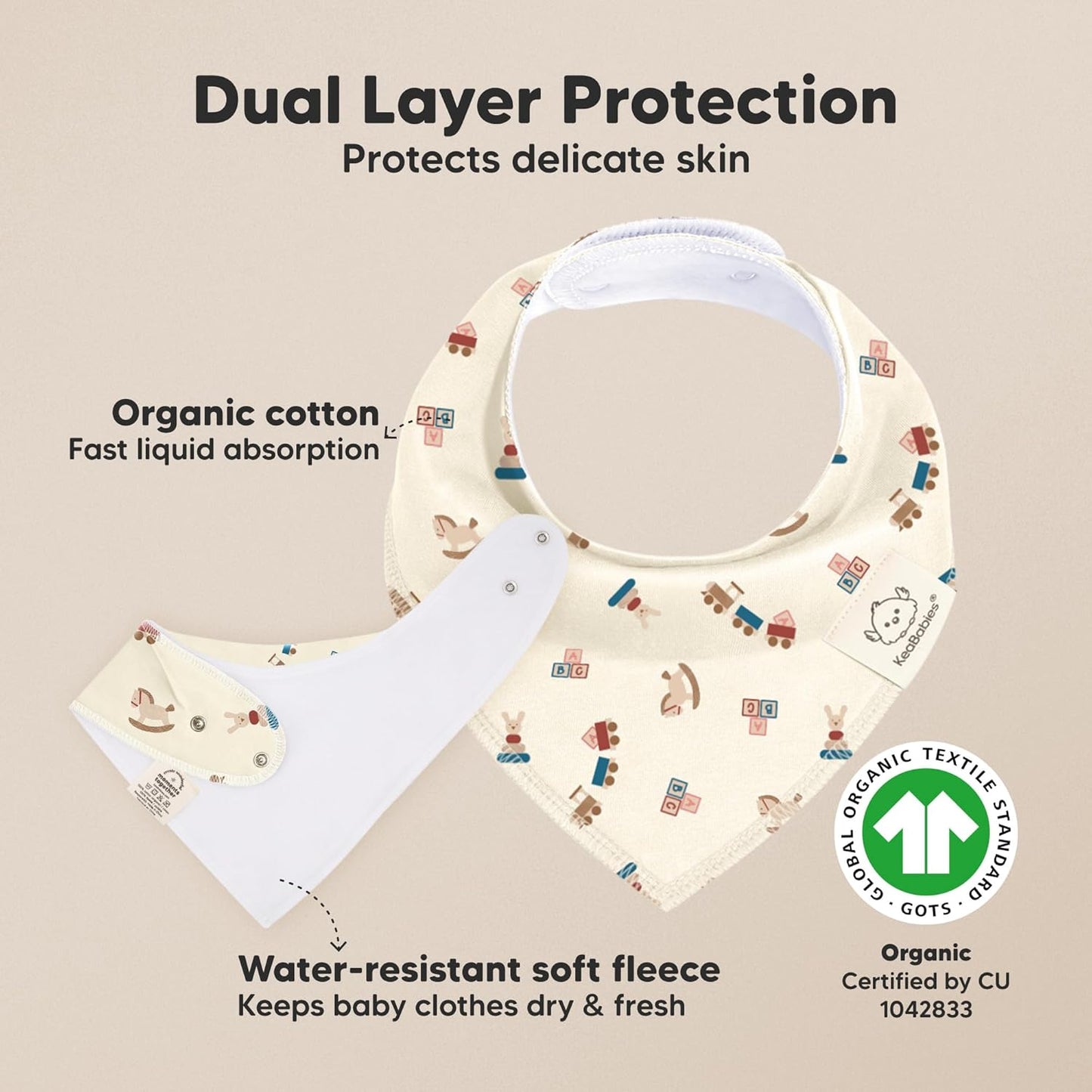 8-Pack Organic Baby Bandana Bibs for Boys, Girls - Super Absorbent Triangle Baby Bibs for Drooling and Teething Infant, 100% Cotton Extra Soft for Newborn, Infant 0-36 Months (Toy Land)