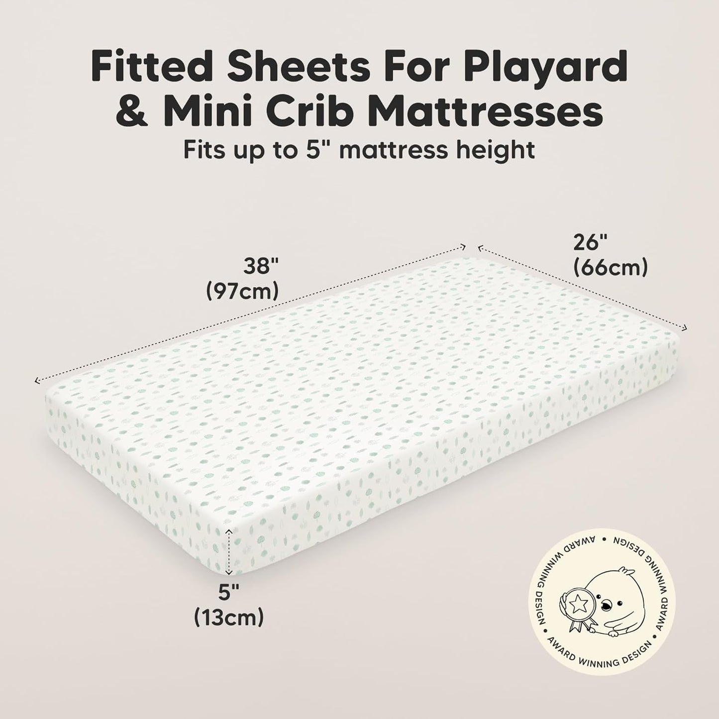 2-Pack Mini Crib Sheets Fitted - 38x26 Pack N Play Sheets for Pack and Play Mattress, Organic Cotton, Soft & Breathable Playard Bedding, Neutral Mini Toddler Bed Cover for Boys, Girls (Tropic Oasis)