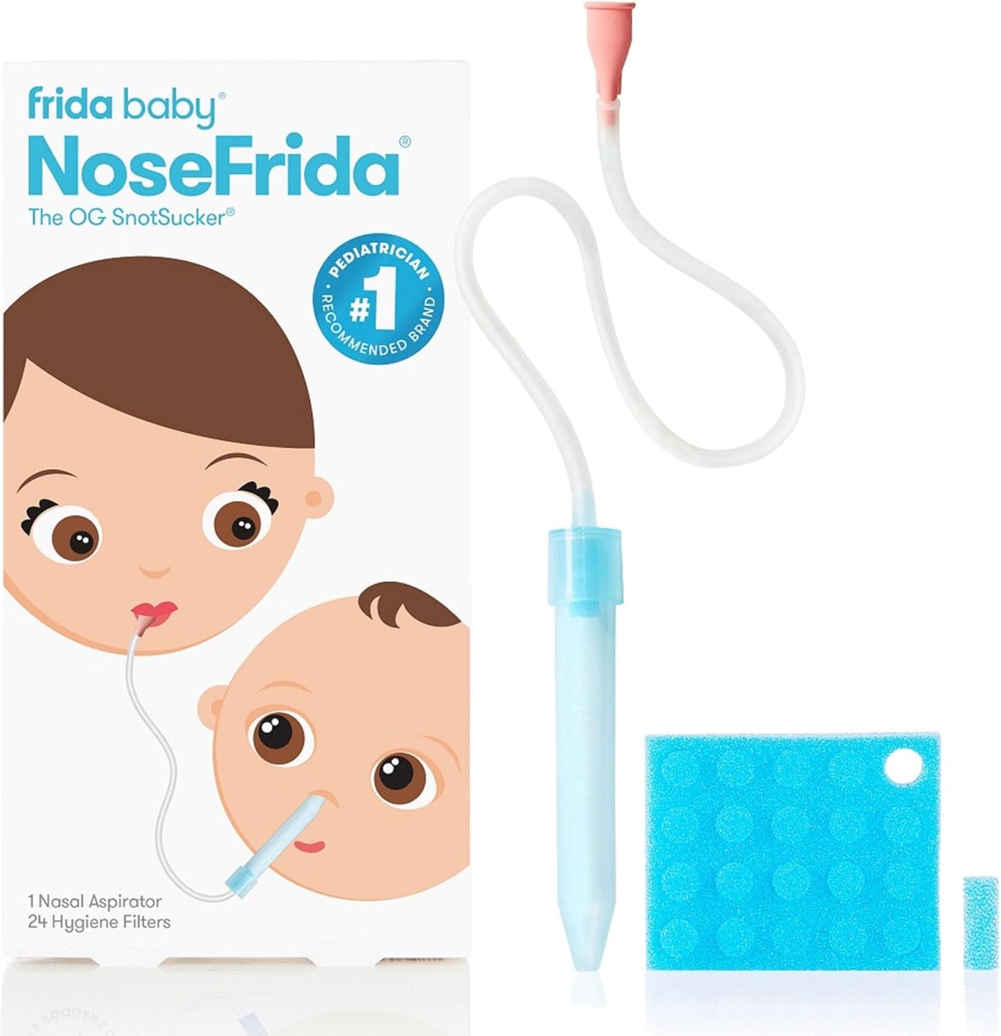 Frida Baby NoseFrida SnotSucker for Baby, Nasal Aspirator for Baby, Nose Sucker Baby Nasal Aspirator for Baby, Congestion Relief with 24 Extra Hygiene Filters