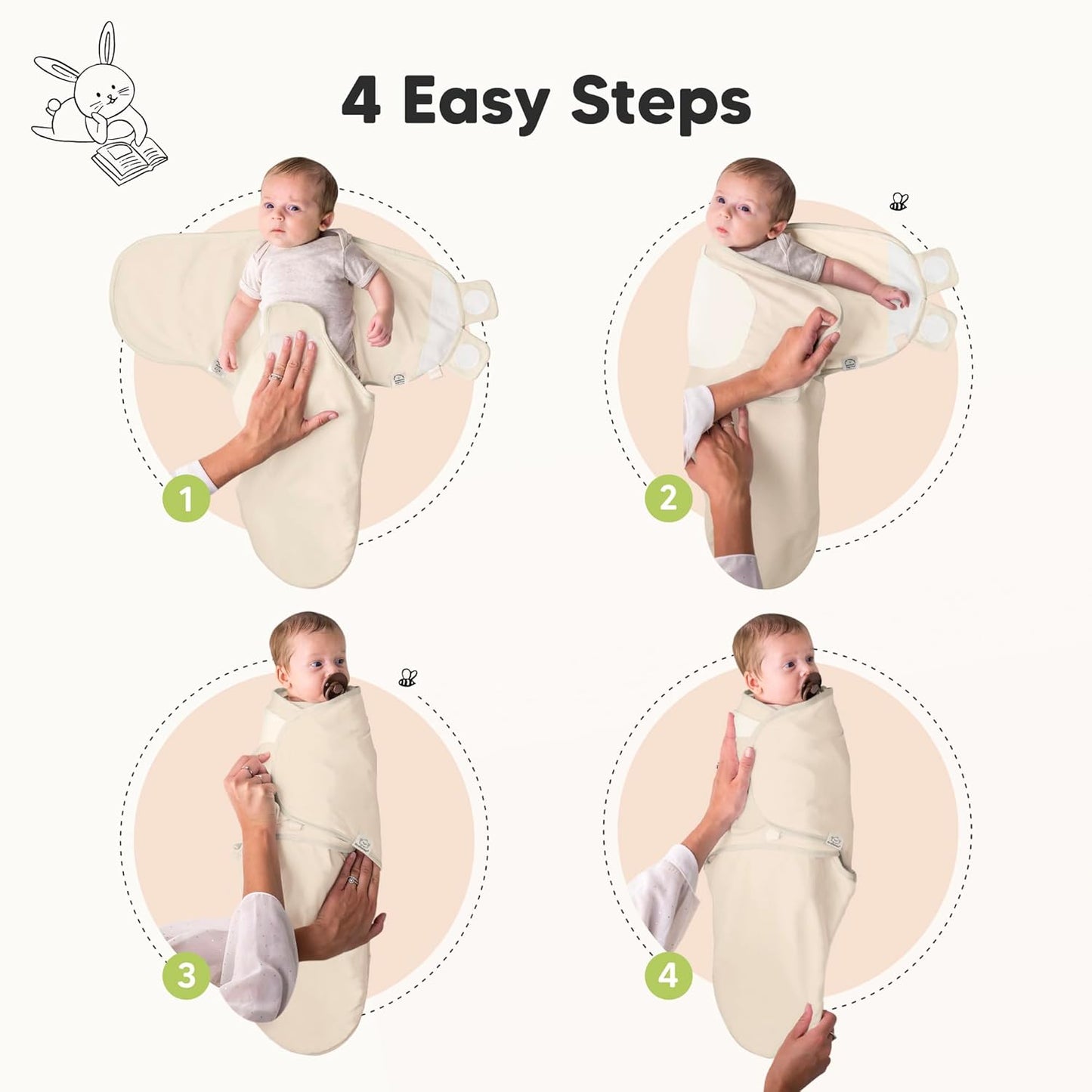 3-Pack Organic Baby Swaddle Sleep Sacks - Swaddles for Newborns, Infant 0-3 Months, Baby Girls, Boys, Soft & Snug Newborn Sleep Sack, Nursery Swaddling Blankets (Bumble Bear)