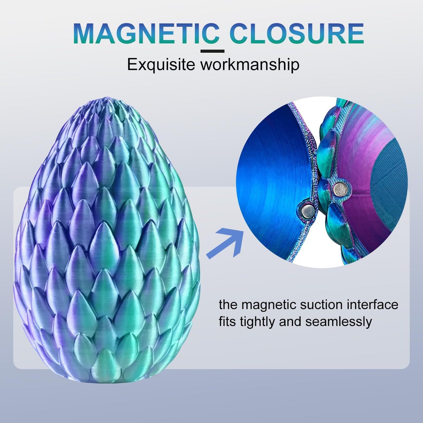 3D Printed Dragon with Dragon Egg 16.5'' Articulated Dragon Crystal Dragon Fidget Dragon Egg Toys Executive Desk Toys (Red Gold Purple, Dragon & Egg)