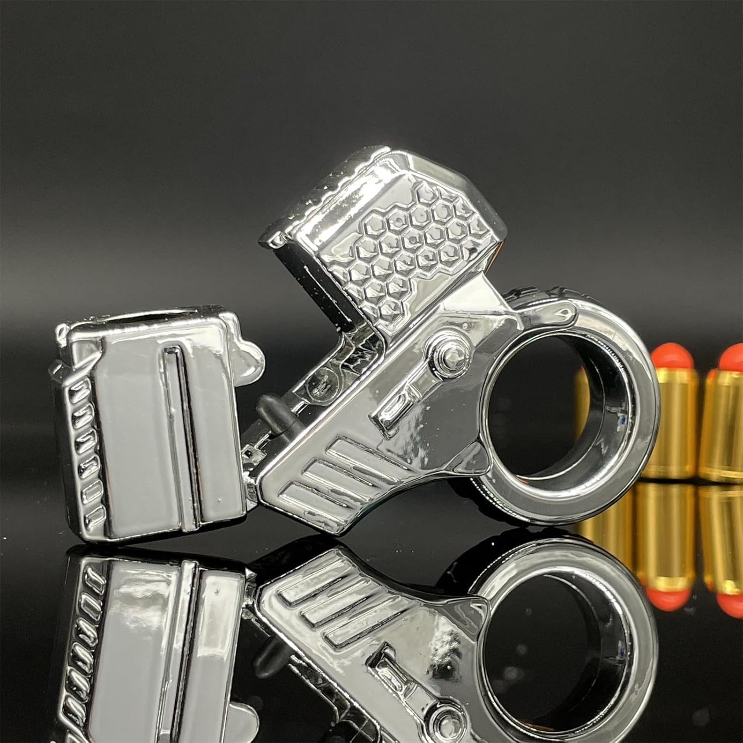 Alloy Gun Shape Fidget Ring EDC Fidget Spinner Metal Hand Spinner Adult Fidget Toys ADHD Tool Anxiety Stress Relief Toys Office Desk Toys (Silver)